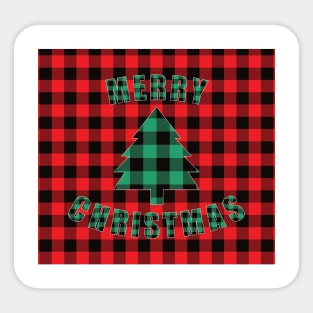 Merry Christmas Buffalo Plaids Christmas Tree Sticker